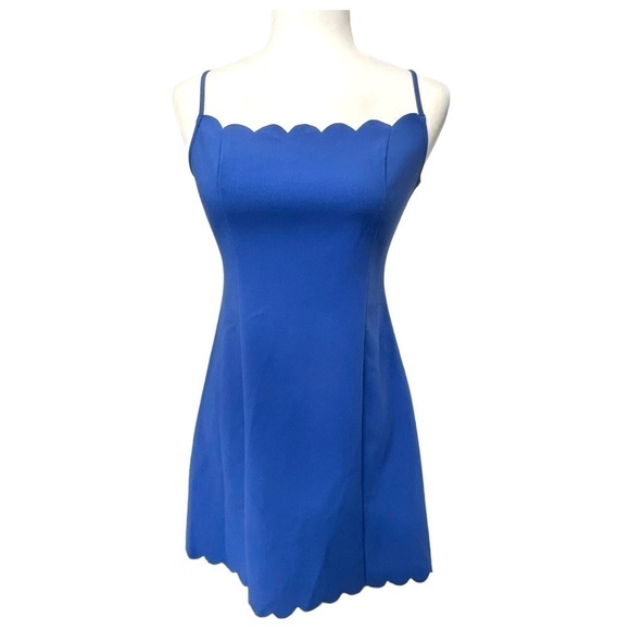Likely Scalloped Spaghetti Strap Blue Dress - Size 6 - Picture 6 of 14